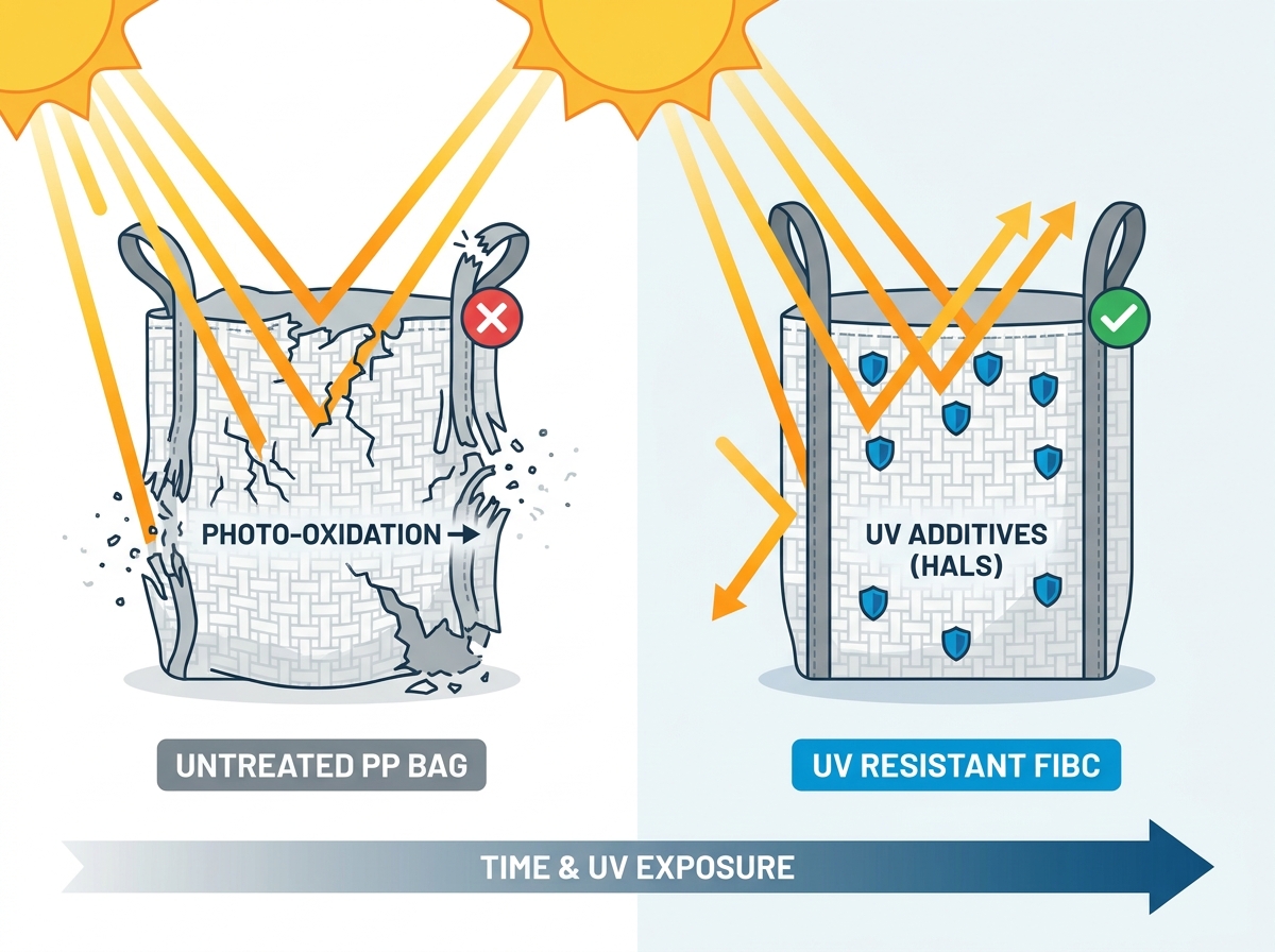 Degradation of woven PP bulk bags in outdoor environments